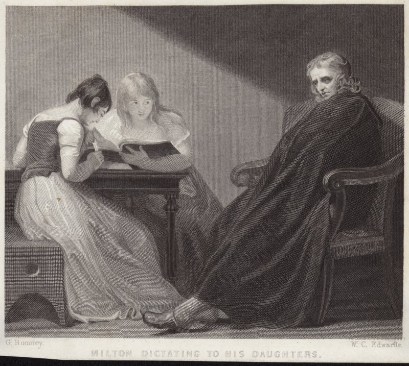 John Milton dikterar för sina döttrar av George Romney