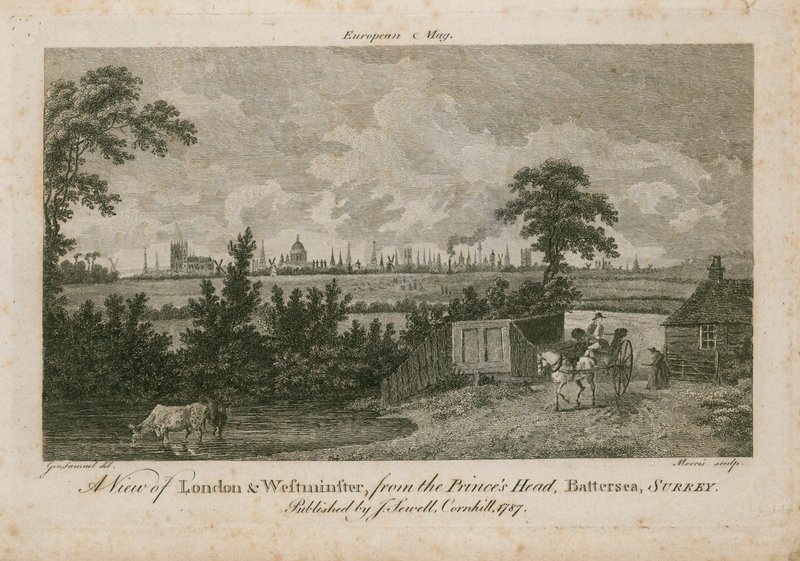 Utsikt över London och Westminster, från Princes Head, Battersea, Surrey av George Samuel Elgood