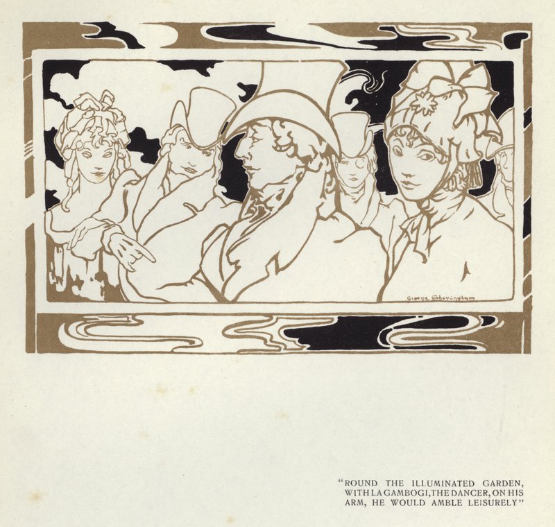 Illustration för The Happy Hypocrite av Max Beerbohm (färg litho) av George Sheringham