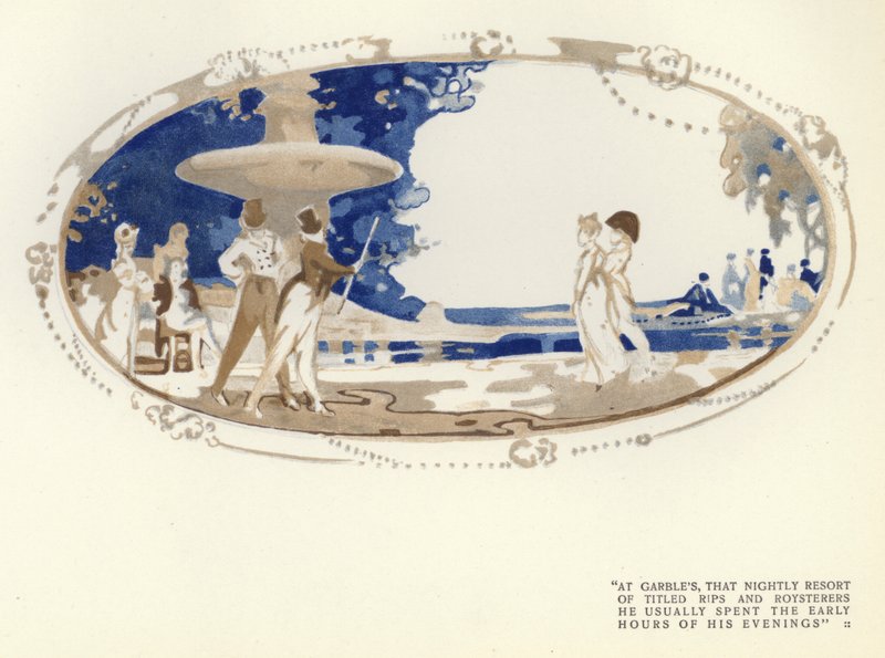 Illustration för The Happy Hypocrite av Max Beerbohm (färg litho) av George Sheringham