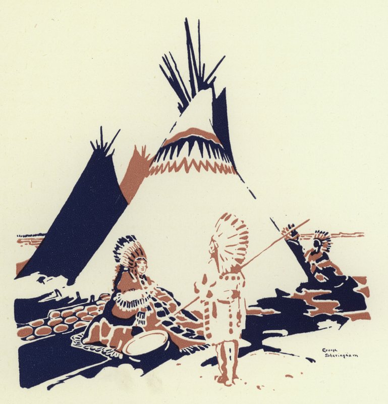 Så de drog lott för att se vem som skulle söka honom i skogen (färg litho) av George Sheringham