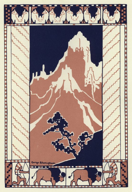 Den natten när hela byn låg och sov gick pojken till foten av berget (färg litho) av George Sheringham