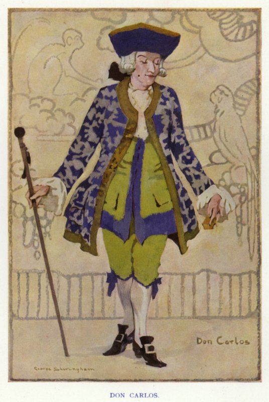 The Duenna av Sheridan: Don Carlos (färg litho) av George Sheringham