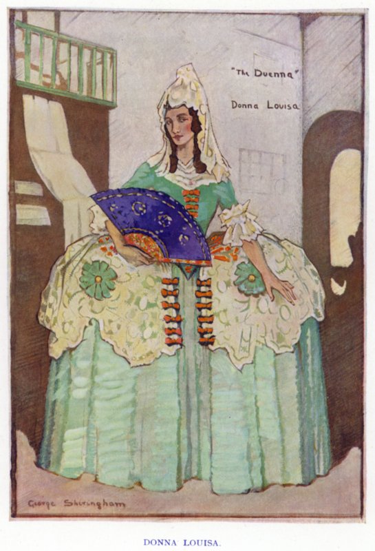 The Duenna av Sheridan: Donna Louisa (färg litho) av George Sheringham