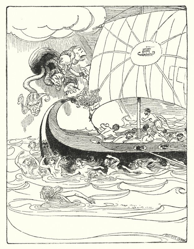 Jason och argonauterna: "Och de fångade skeppet och ledde henne och förde henne vidare från hand till hand" (litho) av George Soper