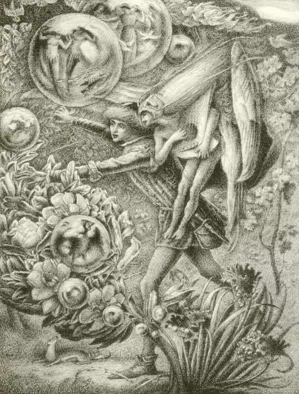 Ferdinand och Ariel (gravyr) av George Woolliscroft Rhead