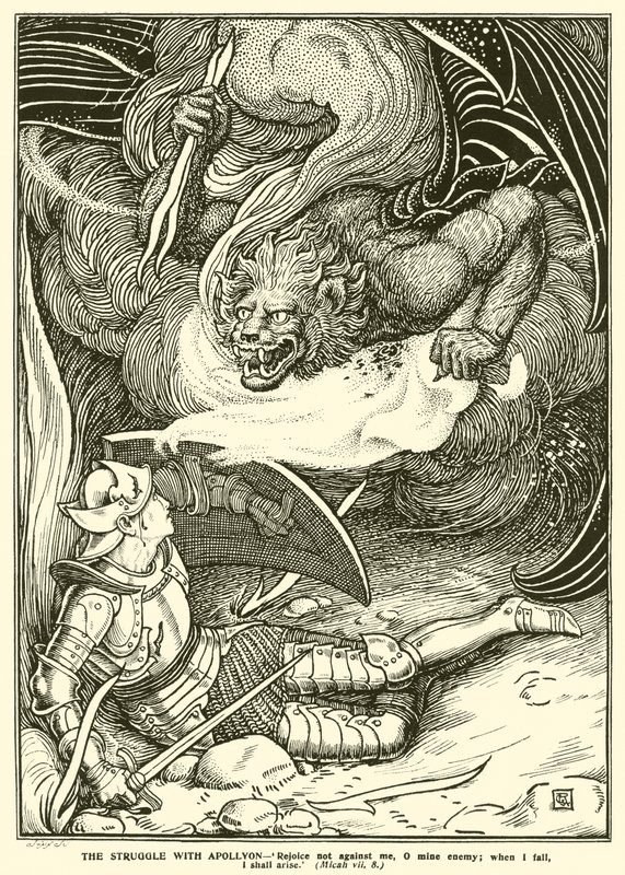 Kampen med Apollyon (gravyr) av George Woolliscroft Rhead