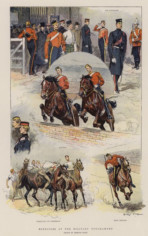 Övningar vid den militära turneringen (chromolitho) av Georges Bertin Scott