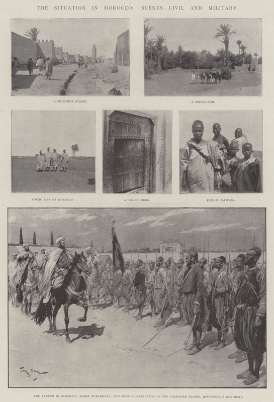 Situationen i Marocko, scener civila och militära av Georges Bertin Scott