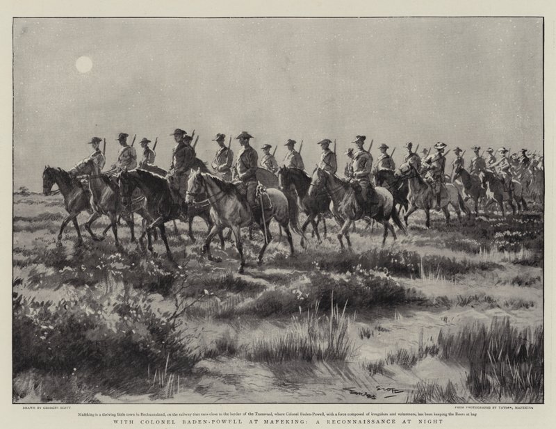 Med överste Baden-Powell på Mafeking, a Reconnaissance at Night av Georges Bertin Scott