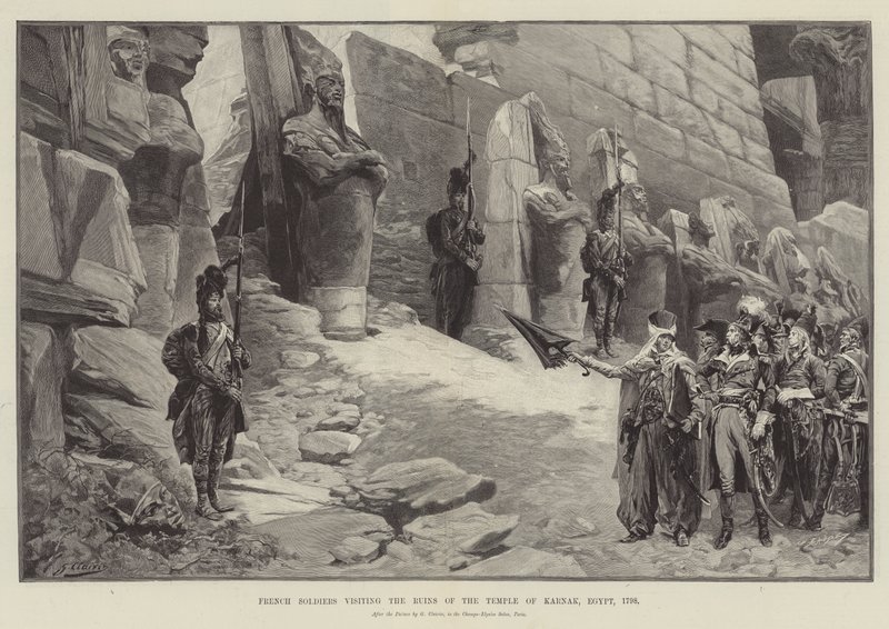 Franska soldater besöker ruinerna av Karnaktemplet i Egypten 1798. av Georges Clairin