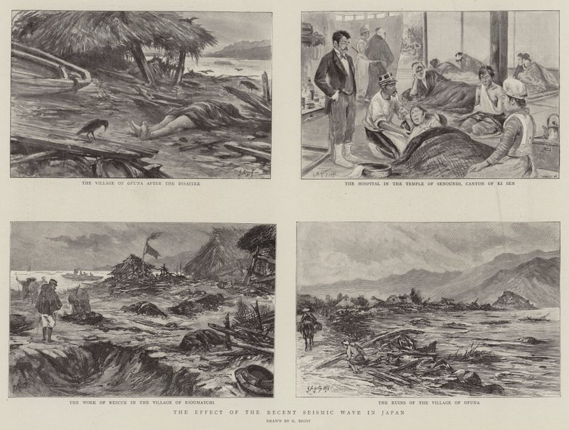 Effekten av den senaste seismiska vågen i Japan av Georges Ferdinand Bigot