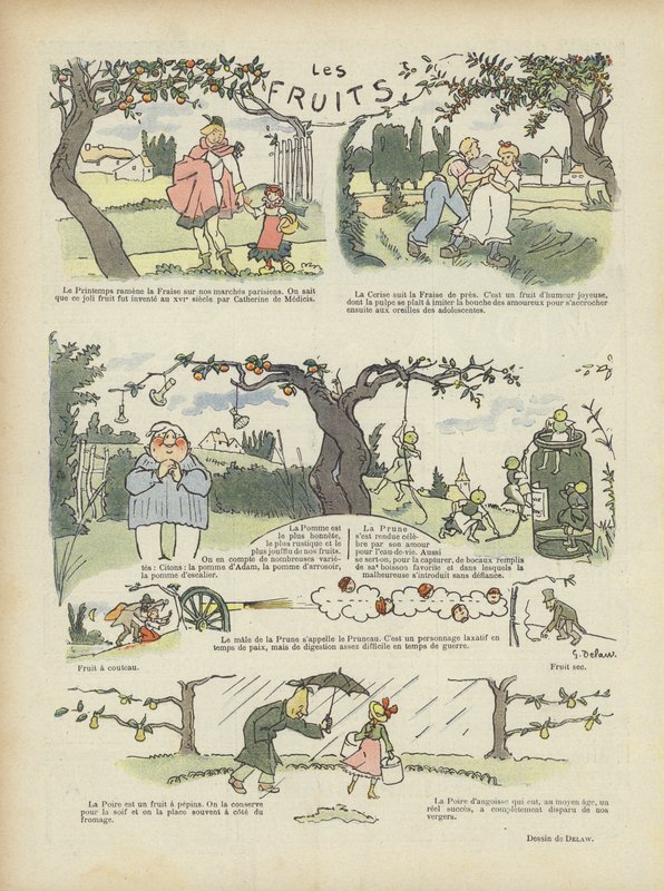 Frukter. Illustration för Le Rire av Georges Delaw