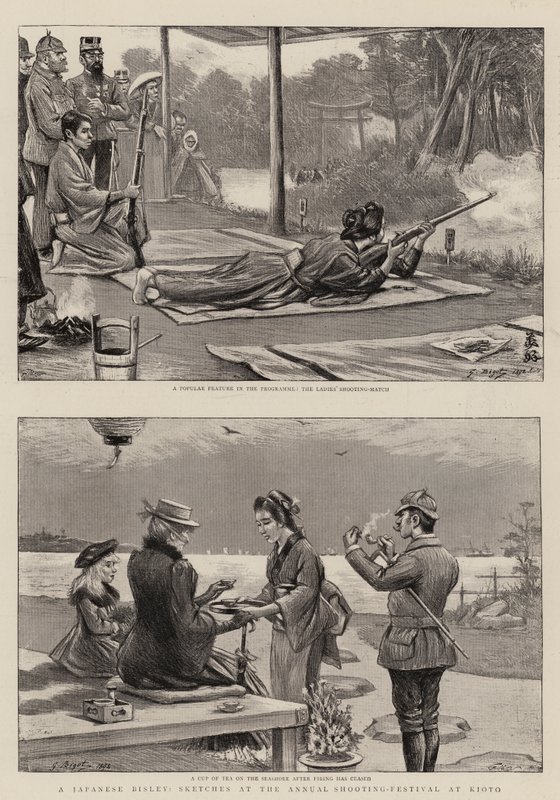 En japansk Bisley, skisser på den årliga skyttefestivalen i Kioto av Georges Ferdinand Bigot