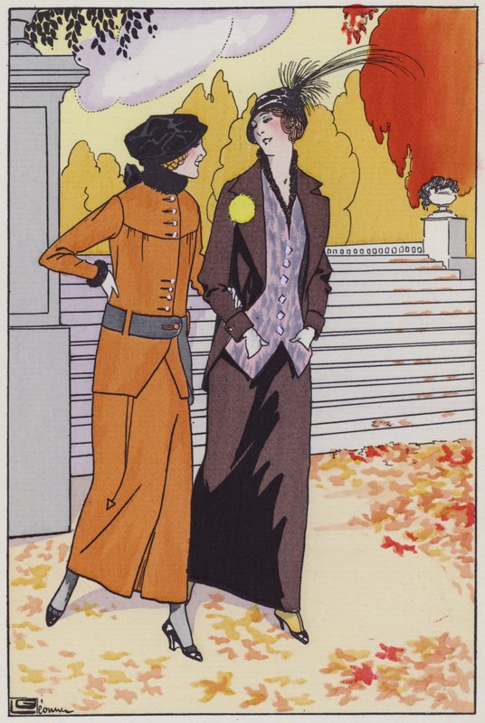 Dammode från 1920-talet av designern Augusta Bernard (färg litho) av Georges Leonnec