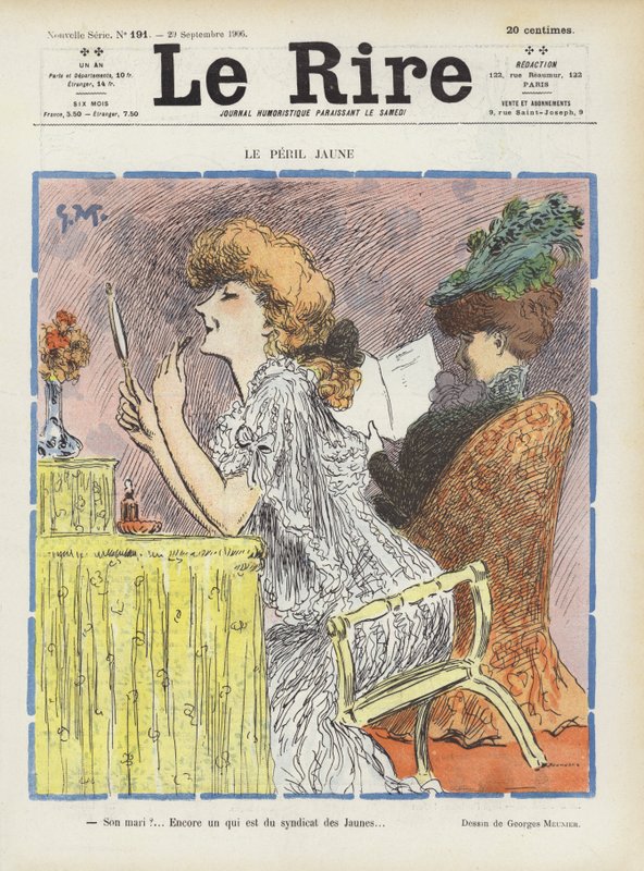 Den gula faran. Illustration för Le Rire av Georges Meunier
