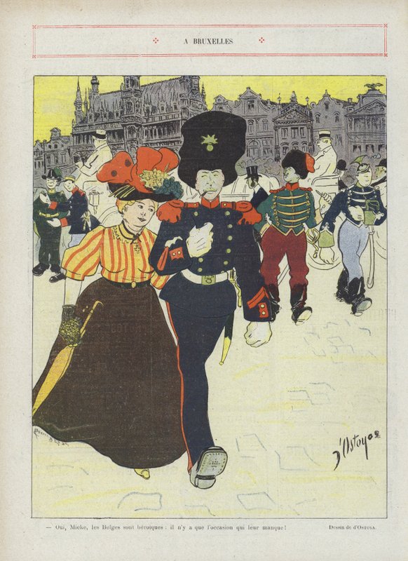 I Bryssel. Illustration för Le Rire av Georges d 1878 1937 Ostoya