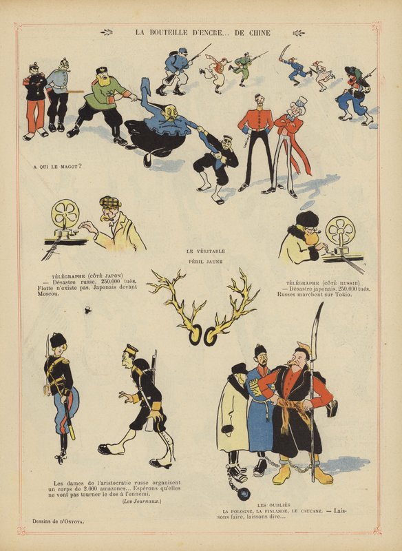Satir över det rysk-japanska kriget. Illustration för Le Rire av Georges d 1878 1937 Ostoya