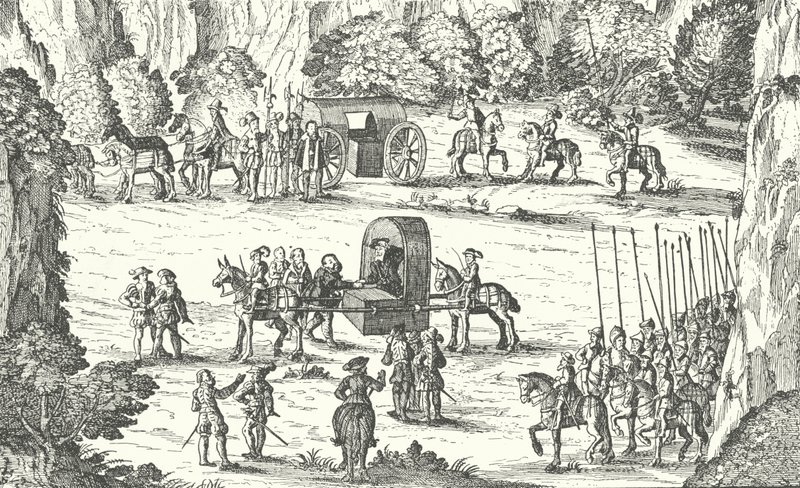 Frigivning av Johannes Fredrik I, kurfurst av Sachsen, från fångenskapen av den helige romerske kejsaren Karl V i Linz, Österrike, 1552 av German School