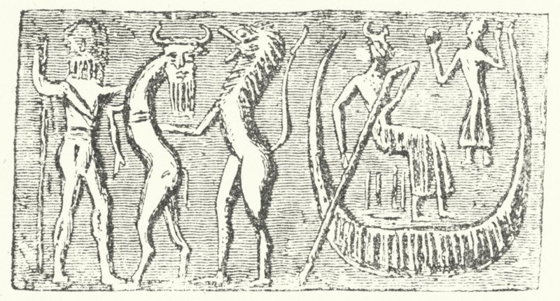 En skildring av den stora översvämningen från Gilgamesh-eposet av German School