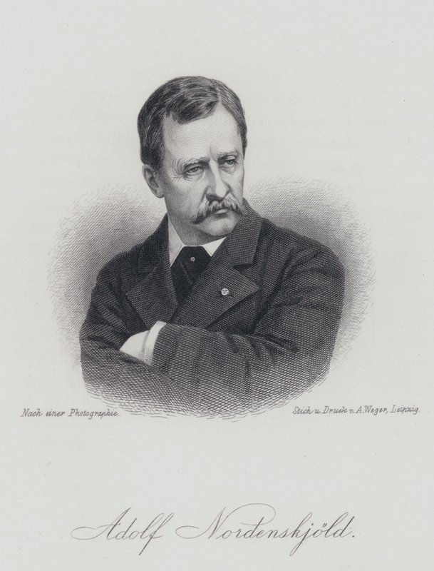 Adolf Erik Nordenskiold, finsk geolog, mineralog och arktisk upptäcktsresande (gravyr) av German School
