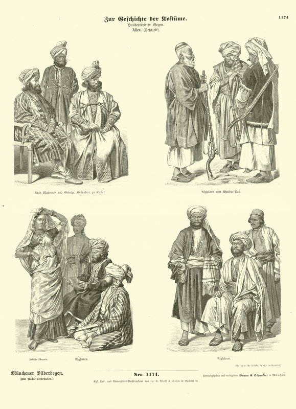 Afghanska dräkter, 1800-talet av German School