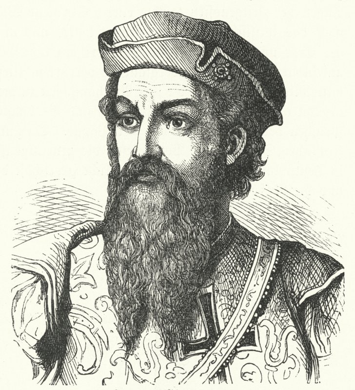 Afonso de Albuquerque, hertig av Goa, portugisisk general och vicekung i portugisiska Indien (gravyr) av German School
