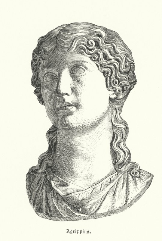 Agrippina den äldre, hustru till den romerske generalen Germanicus och mor till kejsar Caligula (gravyr) av German School