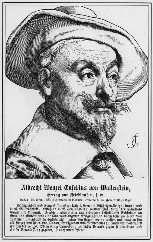 Albrecht Wenzel Eusebius von Wallenstein, hertig av Friedland etc (gravyr) av German School