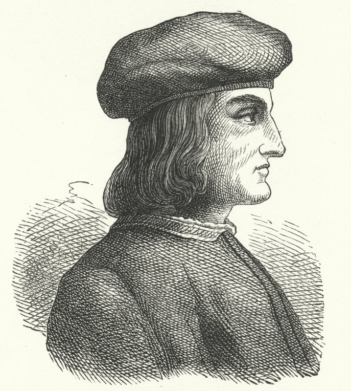Aldus Manutius, venetiansk humanist, forskare, tryckare och förläggare (gravyr) av German School