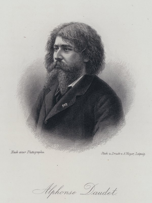 Alphonse Daudet, fransk romanförfattare (gravyr) av German School