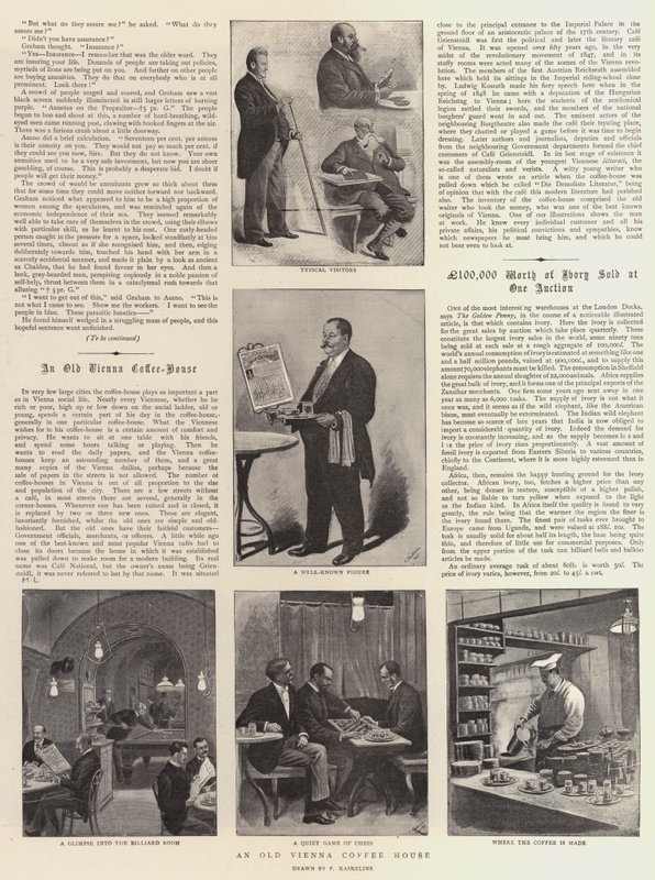 Ett gammalt kaffehus i Wien (litho) av German School