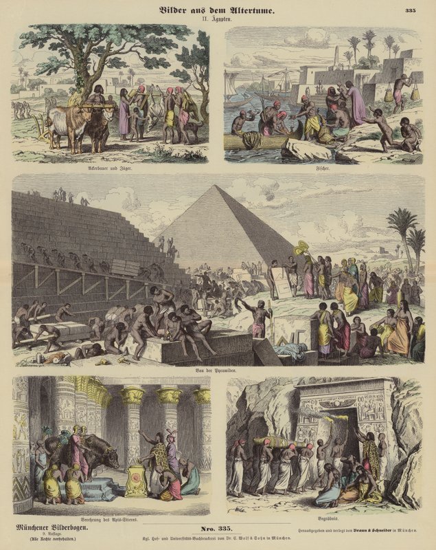 Forntida Egypten (färgad gravyr) av German School