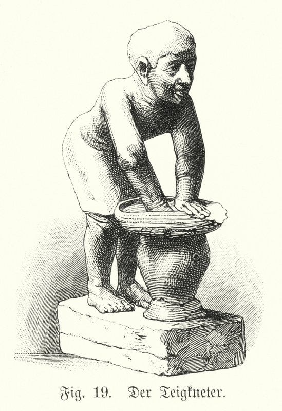 Forntida egyptisk figur av en man som blandar deg (gravyr) av German School
