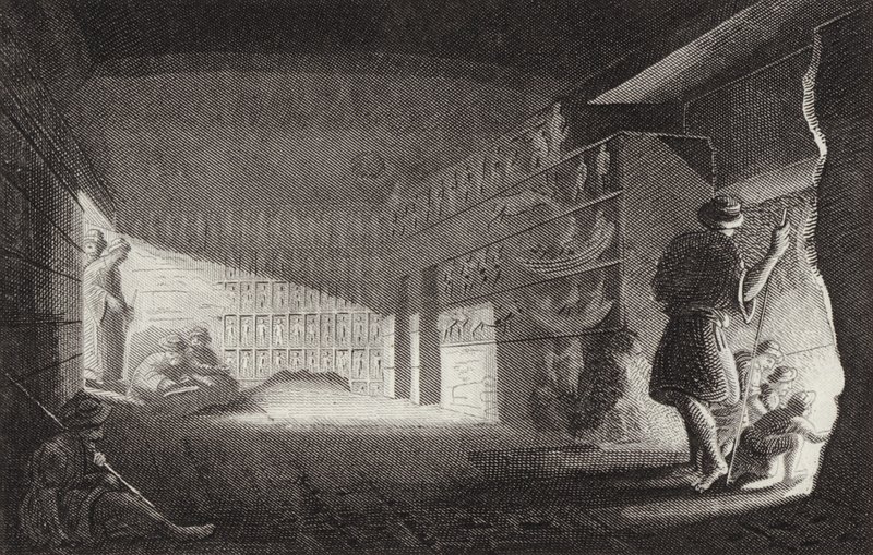 Forntida egyptiskt klippkapell, Gebel el-Silsila. Illustration för Bilder-Atlas (gravyr) av German School