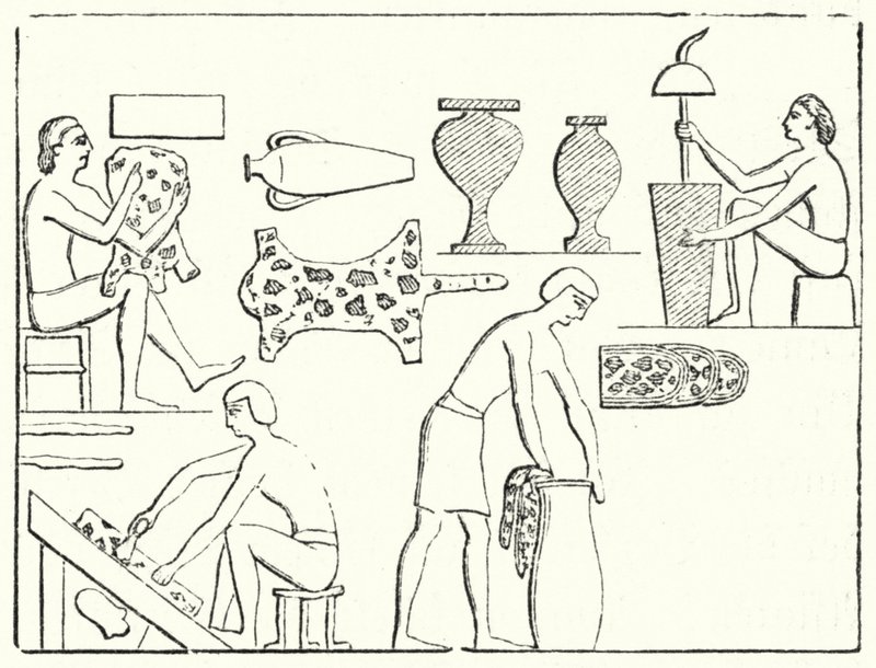 Forntida egyptiska garvare (gravyr) av German School
