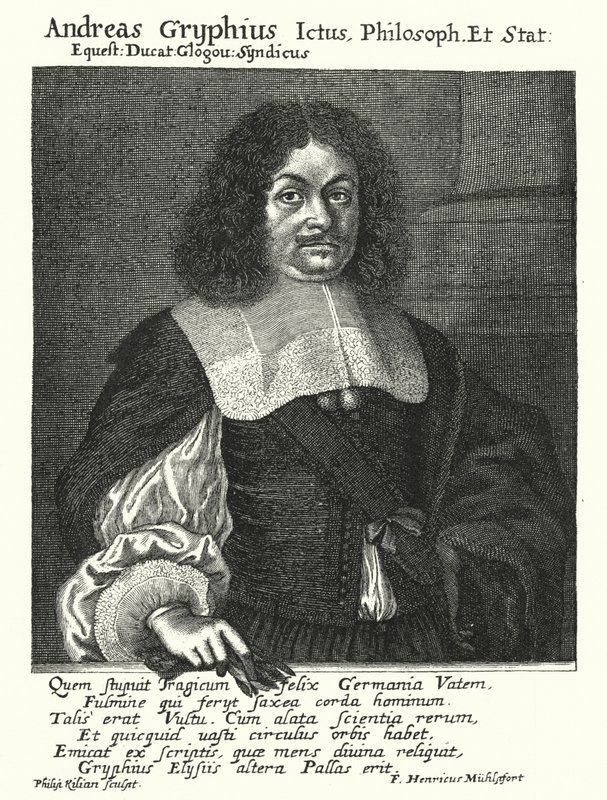 Andreas Gryphius, tysk poet och dramatiker (gravyr) av German School