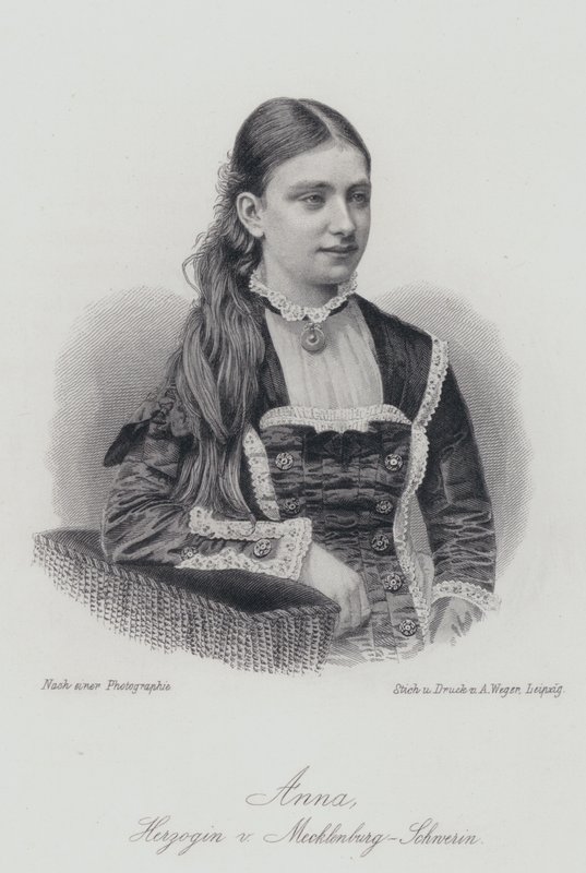 Anna, hertiginna av Mecklenburg-Schwerin (gravyr) av German School