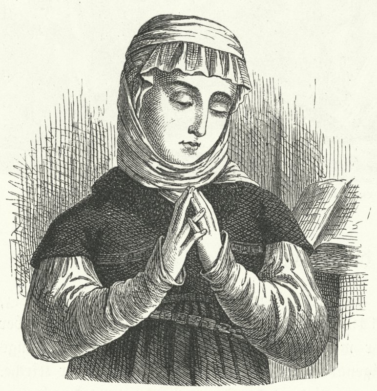 Anna Reinhard, hustru till Huldrych Zwingli, ledargestalt i reformationen i Schweiz (gravyr) av German School