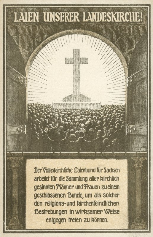 Uppmaning att försvara kyrkorna i Sachsen, Tyskland (litho) av German School