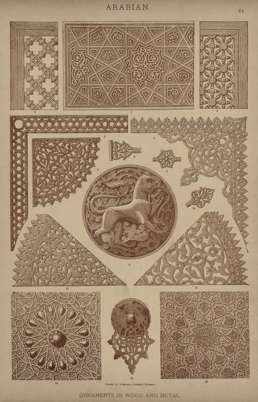 Arabian, Ornament i trä och metall av German School