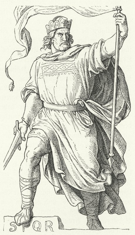 Arnulf av Kärnten, omtvistad kung av Italien och den helige romerske kejsaren (gravyr) av German School