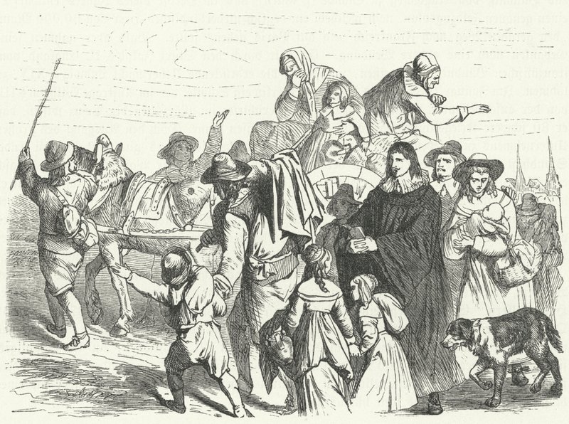 Ankomsten av franska hugenottinvandrare till Brandenburg efter att den store kurfursten Fredrik William utfärdade Potsdamediktet 1685 (gravyr) av German School