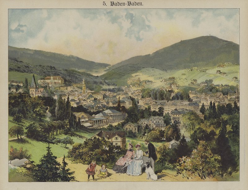 Baden-Baden (färg litho) av German School