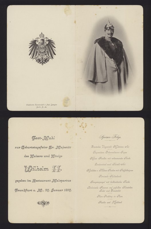 Bankett till ära av kejsar Wilhelm II av Tysklands födelsedag, Frankfurt, 27 januari 1897 (litho) av German School