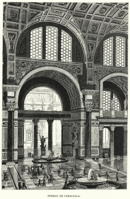 Caracalla-baden, Rom (litho) av German School