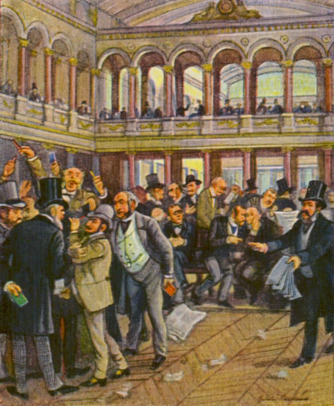Berliner Borse / Berlins börs (färglitografi) av German School