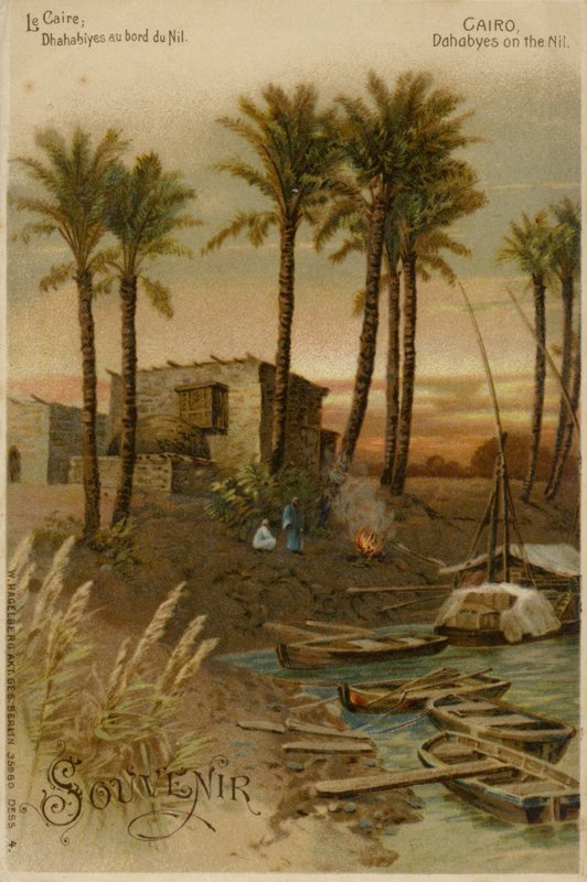 Kairo - Dahabeahs vid floden Nilen (chromolitho) av German School