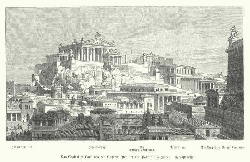 Capitoline Hill, antikens Rom (gravyr) av German School