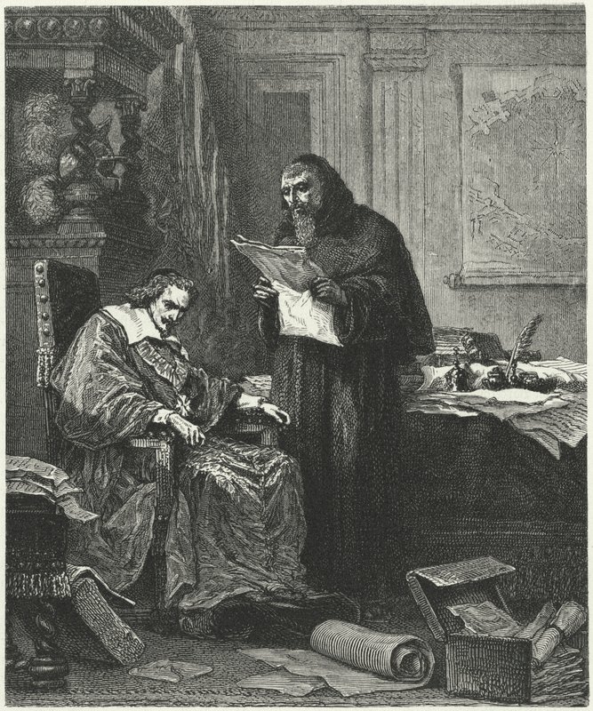 Kardinal Richelieu och hans förtrogne och agent Pere Joseph (gravyr) av German School